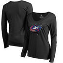Columbus Blue Jackets Fanatics Branded Women's Midnight Mascot Long Sleeve V-Neck T-Shirt - Black
