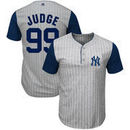Aaron Judge New York Yankees Majestic Big & Tall From The Stretch Pinstripe Player Henley T-Shirt - Gray/Navy