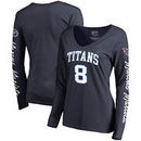 Marcus Mariota Tennessee Titans NFL Pro Line by Fanatics Branded Women's Heartthrob Name & Number V-Neck T-Shirt - Navy