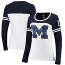Michigan Wolverines Colosseum Women's Hornet Football Long Sleeve T-Shirt - White