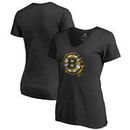 Boston Bruins Fanatics Branded Women's Splatter Logo V-Neck T-Shirt - Black