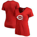 Cincinnati Reds Fanatics Branded Women's Splatter Logo V-Neck T-Shirt - Red