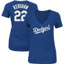 Clayton Kershaw Los Angeles Dodgers Majestic Women's Name & Number V-Neck T-Shirt – Royal