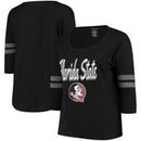 Florida State Seminoles Women's Plus Size Drop Tail 3/4-Sleeve Stripe T-Shirt - Black