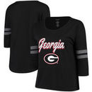 Georgia Bulldogs Women's Plus Size Drop Tail 3/4-Sleeve Stripe T-Shirt - Black