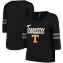 Tennessee Volunteers Women's Plus Size Drop Tail 3/4-Sleeve Stripe T-Shirt - Black