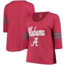 Alabama Crimson Tide Women's Plus Size Drop Tail 3/4-Sleeve Stripe T-Shirt - Crimson