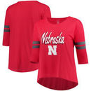Nebraska Cornhuskers Women's Plus Size Drop Tail 3/4-Sleeve Stripe T-Shirt - Scarlet