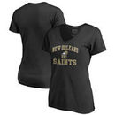 New Orleans Saints NFL Pro Line by Fanatics Branded Women's Vintage Collection Victory Arch V-Neck T-Shirt - Black