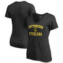 Pittsburgh Steelers NFL Pro Line by Fanatics Branded Women's Vintage Collection Victory Arch V-Neck T-Shirt - Black