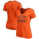 Cleveland Browns NFL Pro Line by Fanatics Branded Women's Vintage Collection Victory Arch Plus Size V-Neck T-Shirt - Orange