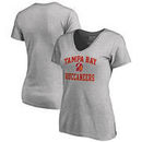Tampa Bay Buccaneers NFL Pro Line by Fanatics Branded Women's Vintage Collection Victory Arch Plus Size V-Neck T-Shirt - Heather