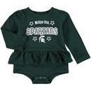 Michigan State Spartans Colosseum Girls Infant Rock-A-Bye Long Sleeve Skirted Creeper - Green