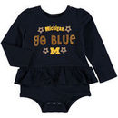 Michigan Wolverines Colosseum Girls Infant Rock-A-Bye Long Sleeve Skirted Creeper - Navy