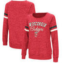 Wisconsin Badgers Colosseum Stormin The Castle Raw Edge Crewneck Sweatshirt - Heathered Red