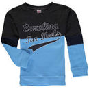 North Carolina Tar Heels Colosseum Girls Youth Rockyroad Pullover Fleece Crew Sweatshirt - Heathered Black/Carolina Blue