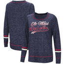 Ole Miss Rebels Colosseum Women's Giant Dreams Raw Edge Long Sleeve T-Shirt - Heathered Navy