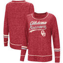 Oklahoma Sooners Colosseum Women's Giant Dreams Raw Edge Long Sleeve T-Shirt - Heathered Crimson
