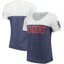 Detroit Tigers Women's Colorblock Sublimated V-Neck T-Shirt - White/Navy