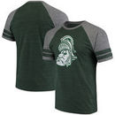 Michigan State Spartans Fanatics Branded College Vault School Logo Two-Stripe Tri-Blend T-Shirt - Green/Gray