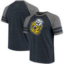 Michigan Wolverines Fanatics Branded College Vault School Logo Two-Stripe Tri-Blend T-Shirt - Navy/Gray