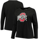 Ohio State Buckeyes Women's Plus Size Scoop Neck Long Sleeve T-Shirt – Black