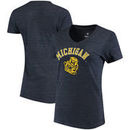 Michigan Wolverines Fanatics Branded Women's Vault Arch Over Logo Tri-Blend V-Neck T-Shirt - Navy