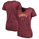 Minnesota Golden Gophers Fanatics Branded Women's Vault Arch Over Logo Tri-Blend V-Neck T-Shirt - Maroon