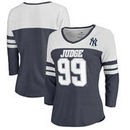 Aaron Judge New York Yankees Fanatics Branded Women's Ace Name & Number 3/4-Sleeve V-Neck T-Shirt - Navy/White