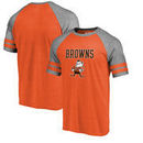 Cleveland Browns NFL Pro Line by Fanatics Branded Vintage Team Lockup Raglan Tri-Blend T-Shirt - Orange