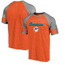 Miami Dolphins NFL Pro Line by Fanatics Branded Vintage Team Lockup Raglan Tri-Blend T-Shirt - Orange