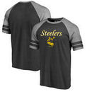 Pittsburgh Steelers NFL Pro Line by Fanatics Branded Vintage Team Lockup Raglan Tri-Blend T-Shirt - Black