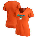 Miami Dolphins NFL Pro Line by Fanatics Branded Women's Vintage Team Lockup Plus Size V-Neck T-Shirt - Orange