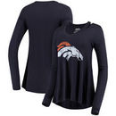 Denver Broncos Majestic Threads Women's Separation Long Sleeve V-Neck T-Shirt - Navy