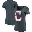 Cleveland Indians 5th & Ocean by New Era Women's Fields of Fashion Burnout Washed Baby Jersey Tri-Blend V-Neck T-Shirt - Navy