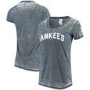 New York Yankees 5th & Ocean by New Era Women's Fields of Fashion Burnout Washed Baby Jersey Tri-Blend V-Neck T-Shirt - Navy