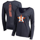 Justin Verlander Houston Astros Fanatics Branded Women's Backer V-Neck Long Sleeve T-Shirt – Navy