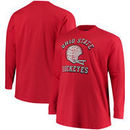 Ohio State Buckeyes Majestic Big & Tall Distressed Helmet Logo Long Sleeve T-Shirt - Scarlet