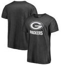 Green Bay Packers NFL Pro Line by Fanatics Branded White Logo Shadow Washed T-Shirt - Black