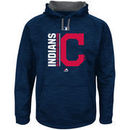 Cleveland Indians Majestic Authentic Collection Icon Streak Fleece Therma Base Pullover Hoodie - Navy