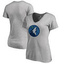 Minnesota Timberwolves Fanatics Branded Women's Primary Logo V-Neck T-Shirt - Ash