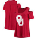 Oklahoma Sooners Women's Cold Shoulder Flowy Tri-Blend T-Shirt – Crimson