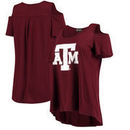Texas A&M Aggies Women's Cold Shoulder Flowy Tri-Blend T-Shirt – Maroon