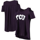 TCU Horned Frogs Women's Cold Shoulder Flowy Tri-Blend T-Shirt – Purple