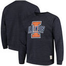 Illinois Fighting Illini Original Retro Brand School Logo Tri-Blend Pullover Sweatshirt – Heathered Navy