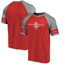 Houston Rockets Fanatics Branded Distressed Logo Raglan Tri-Blend T-Shirt - Red