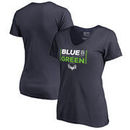 Seattle Seahawks NFL Pro Line by Fanatics Branded Women's Alternate Team Logo Gear Blue & Green V-Neck T-Shirt - College Navy