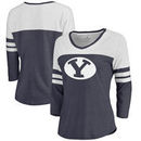 BYU Cougars Fanatics Branded Women's Primary Logo Color Block 3/4 Sleeve Tri-Blend T-Shirt - Navy