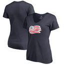 New England Revolution Fanatics Branded Women's Primary Logo Slim Fit V-Neck T-Shirt - Navy