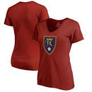 Real Salt Lake Fanatics Branded Women's Primary Logo Slim Fit V-Neck T-Shirt - Red